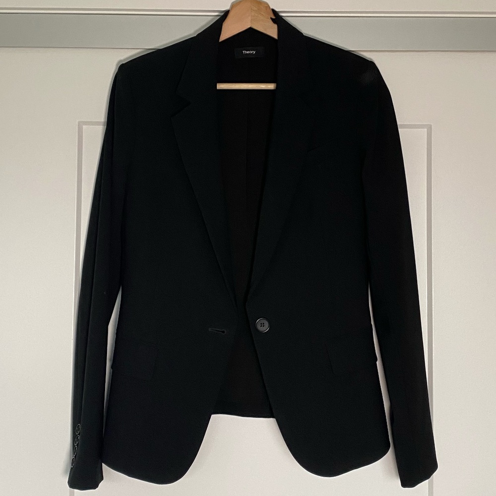 Theory black wool blazer 6